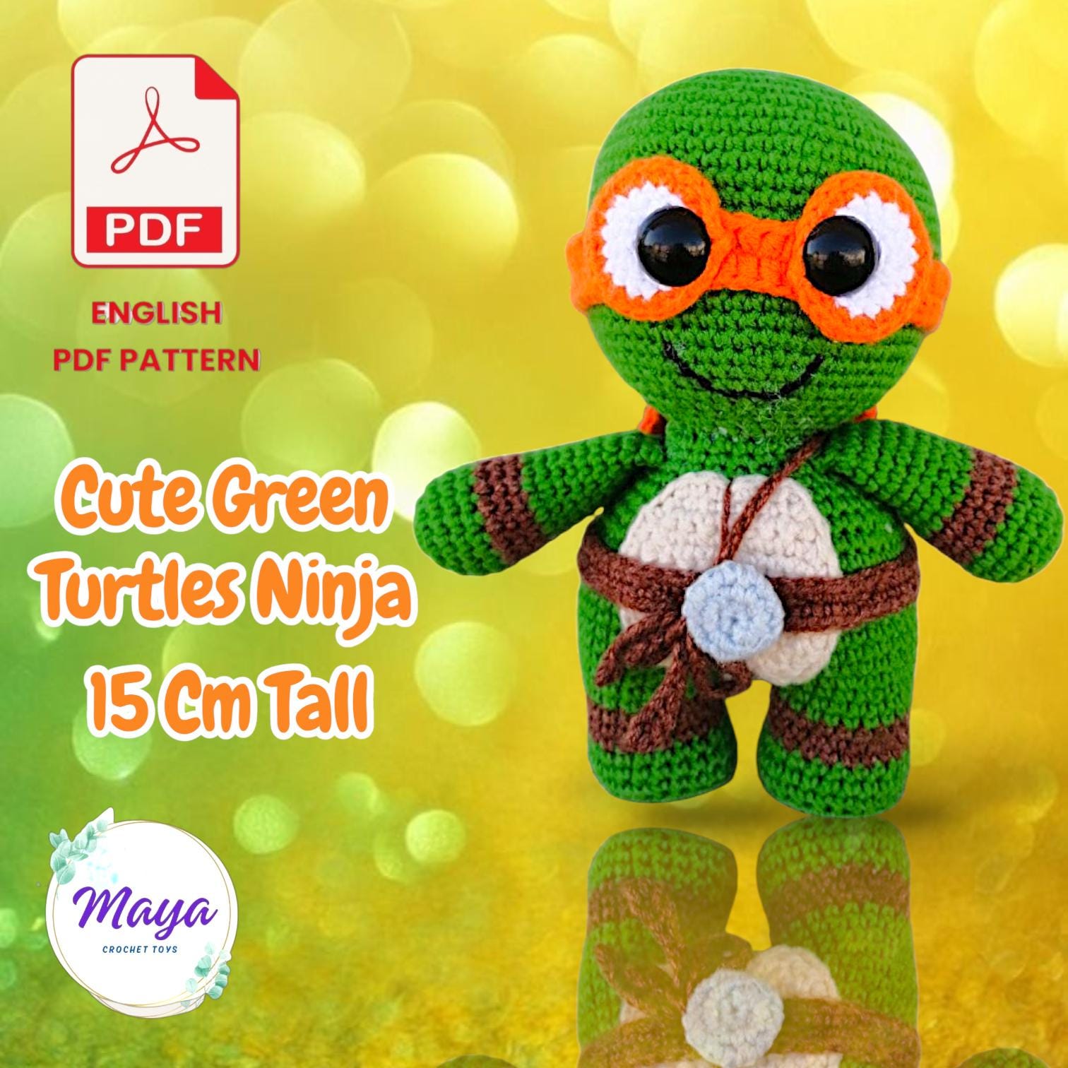 30 Ninja Turtle Crochet Patterns to Stitch for Fans, Gifts, and Playtime 29 15cm Green Turtle Ninja Pattern