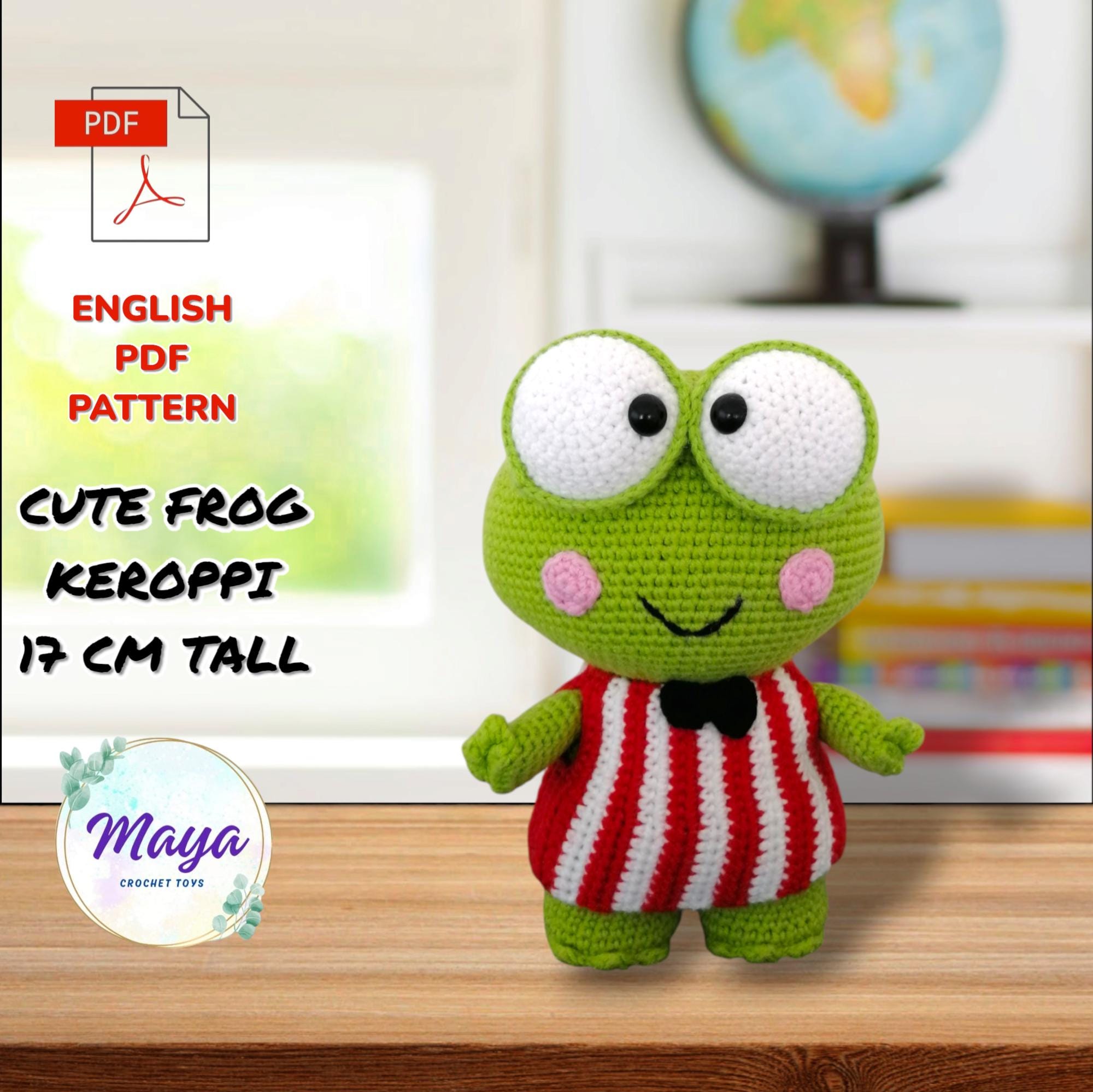 Keroppi Crochet English PDF Pattern. Cute Green Frog Crochet