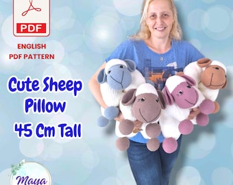 Crochet Sheep Pillow and Toy (PDF Pattern)45 C M Tall.