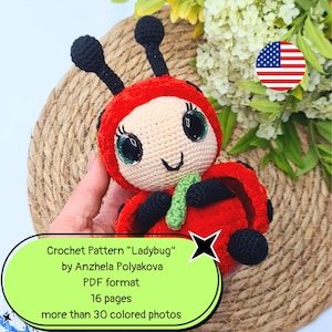 Crochet Pattern Ladybug – PDF Tutorial with 30+ Color Photos | Amigurumi Ladybug Toy | Instant Download