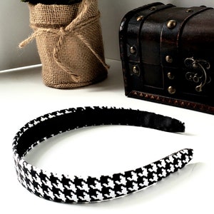 Black White Houndstooth Headband One Inch, Hair Accessories, Long Hair, Short Hair, Headbands, Bad Hair Days