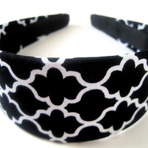 Black and White Print Headband, Two Inch Wide