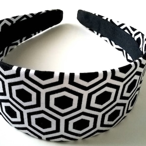 Black and White Octagon Hair Headband, Two Inch Wide