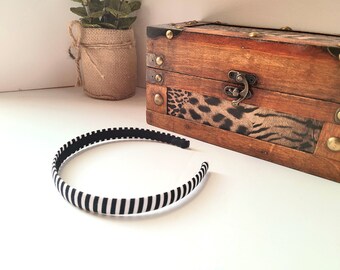 Black and White Striped Headband, Classic Style Half Inch