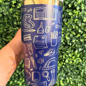 20oz Teacher Supplies School, Gold Plated Tumbler
