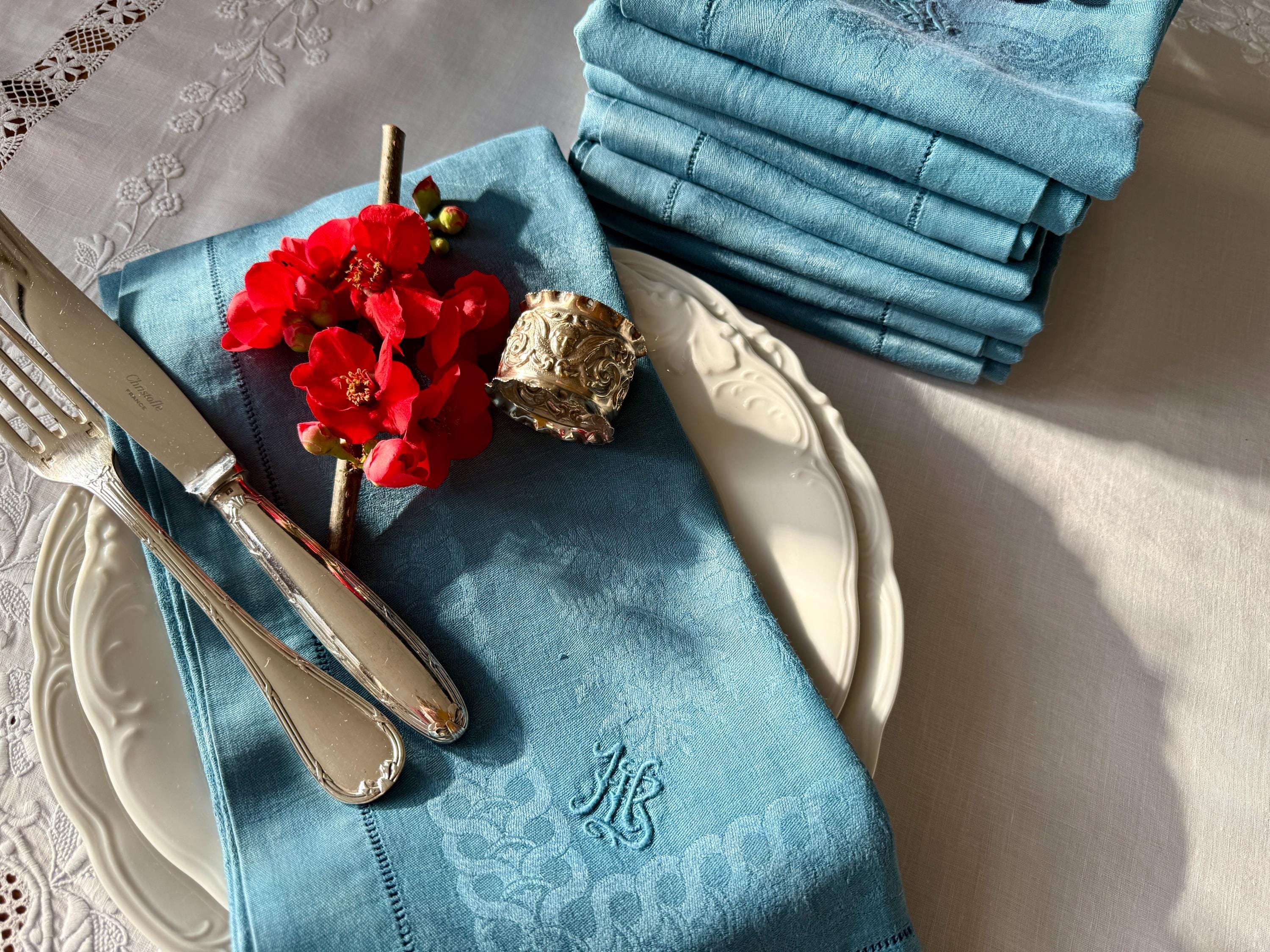 Vintage Monogrammed Linen Napkins S - Etsy