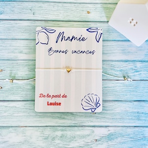 Bracelet petit cœur, carte personnalisée, cadeau maman,maîtresse, nounou…