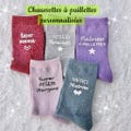 Chaussettes à paillettes Personnalisées, Cadeau Maîtresse, Nounou, ATSEM, Maman , Mamie, Club, Idée Cadeau Fin d’Année Scolaire product logo