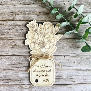 Bouquet de fleurs en bois , carte ou magnet en bois personnalisée