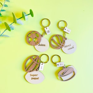 Cadeau coach,porte-clés personnalisé, porte-clés football,basketball,hockey sur glace,rugby