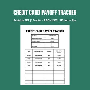 Afdrukbare creditcardbetalingstracker | Sjabloon voor het bijhouden van schuldenbetalingen | Budgettool | Schuldplanner afbetalen | Digitale download
