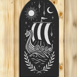 Wall Hanging decor panel Viking Ship Drakkar, 30cm x 60cm x 9mm