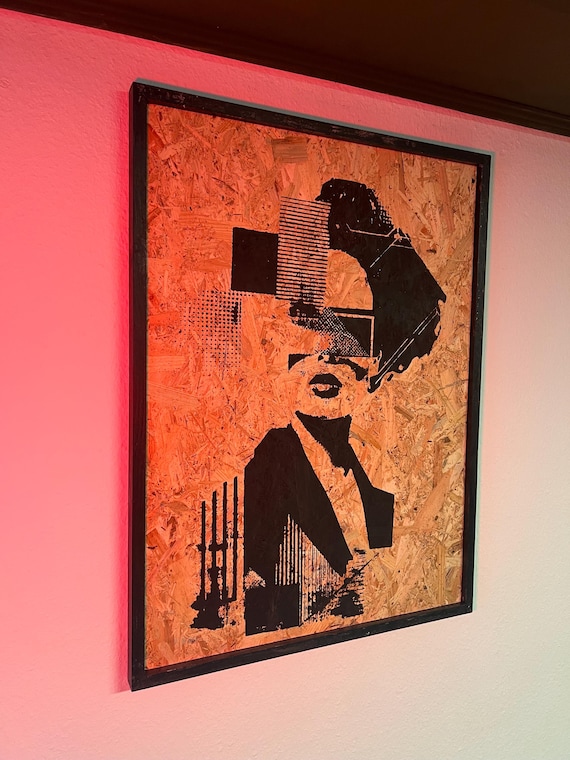 Abstract Wood Wall Art: Minimalist Geometric Artwork on OSB Board