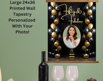 50th Birthday Party Decoration Personalized Wall Decor Party Favors - Tapestry Wall Hanging For 50th Birthday Gift, Custom Party Decoration.