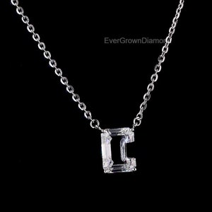 C Shape Diamond Pendant Necklace | 14K White Gold & Lab-Grown Diamonds | Stylish Personalized Charm