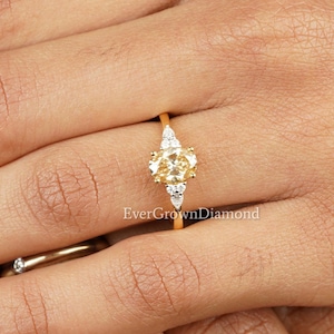 1.80ct Champagner Moissanite Diamant Ring Ovalschliff Moissanite Cluster Diamant Ehering Champagner Moissanite Verlobungsring für Frauen