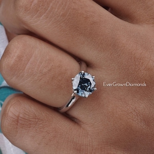 6 Prong Setting Diamond Ring/ 1.50 CT Round Cut Blue Moissanite Ring/ Solitaire Diamond Gift Ring/ Cathedral Shank Ring/ Engagement Ring