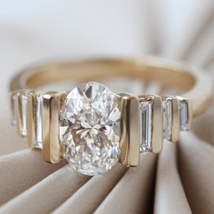 2.50ct Oval Moissanite Jubiläum Geschenk für sie Lünette Set Moissanite Verlobungsring Solitär Diamant Ehering Einzigartiger Brautring