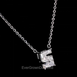 Collar de diamantes con la letra S / Colgante de oro blanco de 14 quilates y diamantes cultivados en laboratorio / Regalo elegante para ella / Joyas únicas