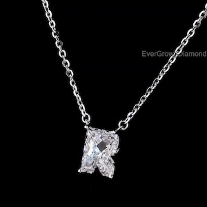 Collar de oro con inicial R y diamantes / Colgante de oro blanco macizo de 18 quilates y diamantes de laboratorio / Joyas atemporales