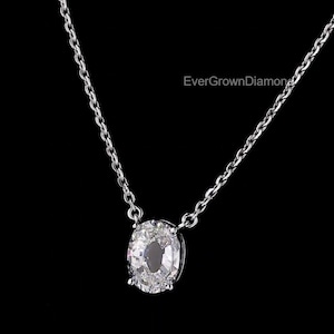 Collar de diamantes con la letra O / Colgante de diamantes cultivados en laboratorio y oro blanco de 14 quilates / Elegante collar minimalista con dije
