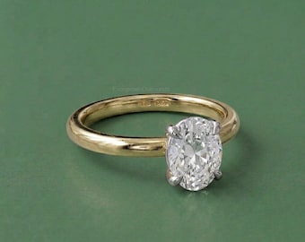 Diamond Engagement Ring For Her, 1.0ct Oval Cut Lab Grown Diamond Ring, Solid Gold Anniversary Ring, Wedding band For Her, Bridesmaid Gift