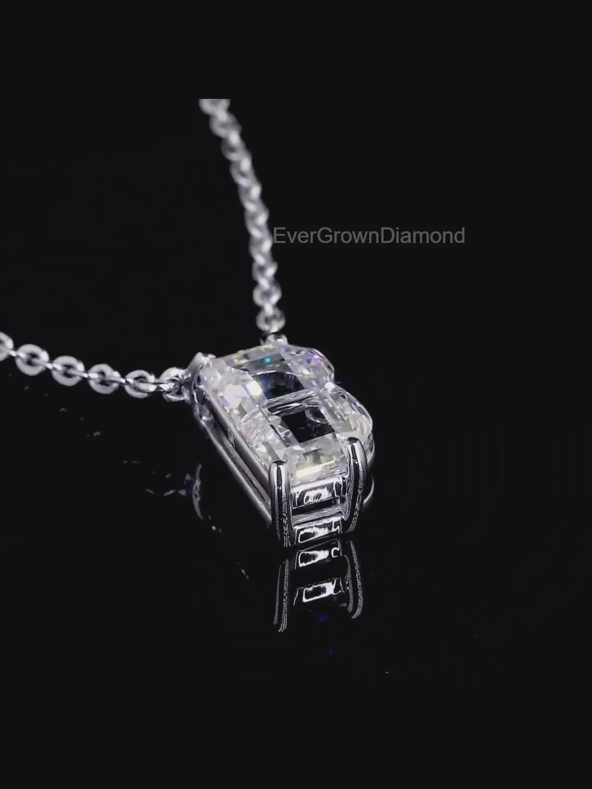 B Initial Diamond Necklace | 18K Solid White Gold & Lab-grown Diamond ...