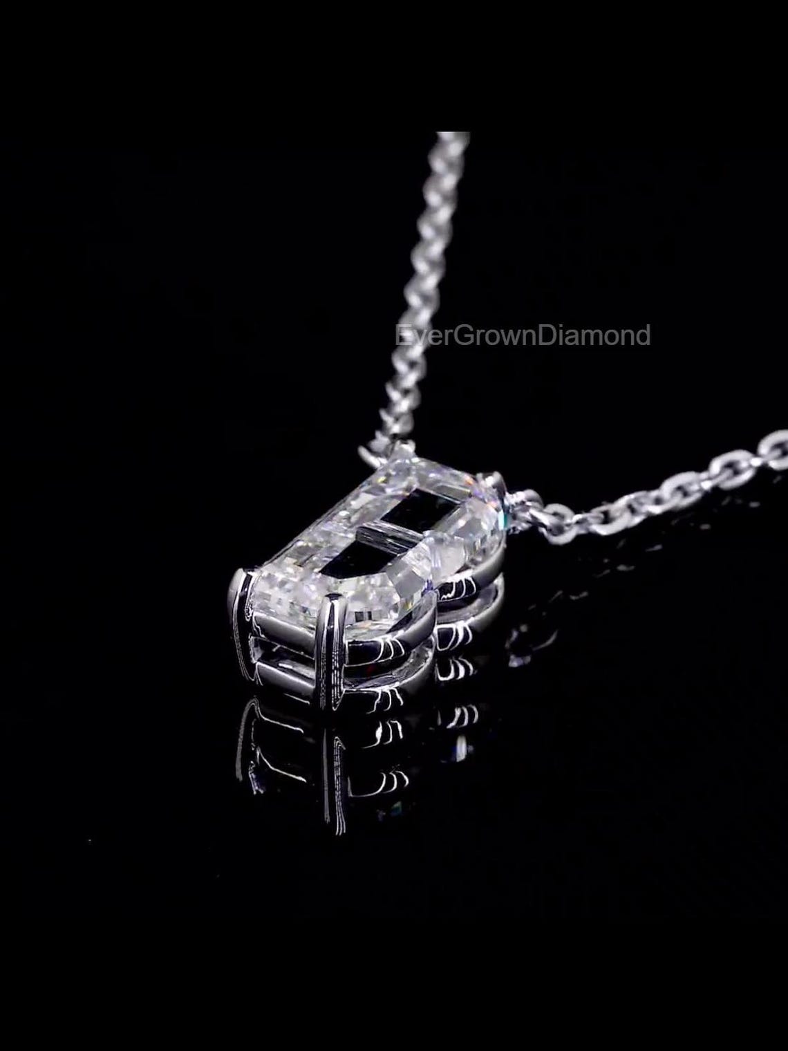 B Initial Diamond Necklace | 18K Solid White Gold & Lab-grown Diamond ...