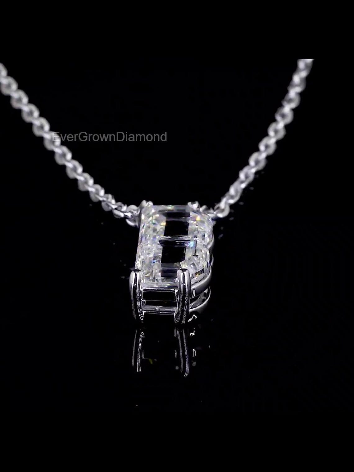 B Initial Diamond Necklace | 18K Solid White Gold & Lab-grown Diamond ...