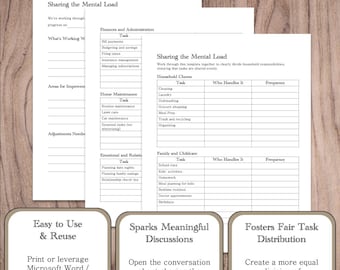 Mental Load Planner for Couples – Task Division Template, Household Responsibilities & Family Chores Tracker