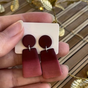 Polymer Clay Dangle Earrings Red Design, Unique Handcrafted Polymer Clay Jewelry, Lightweight Statements