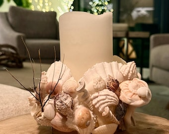 Candelabro de concha marina hecho a mano