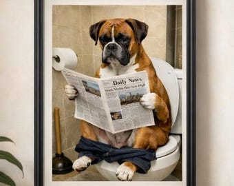 Funny Dog Bathroom Wall Art Instant Download Printable Combo