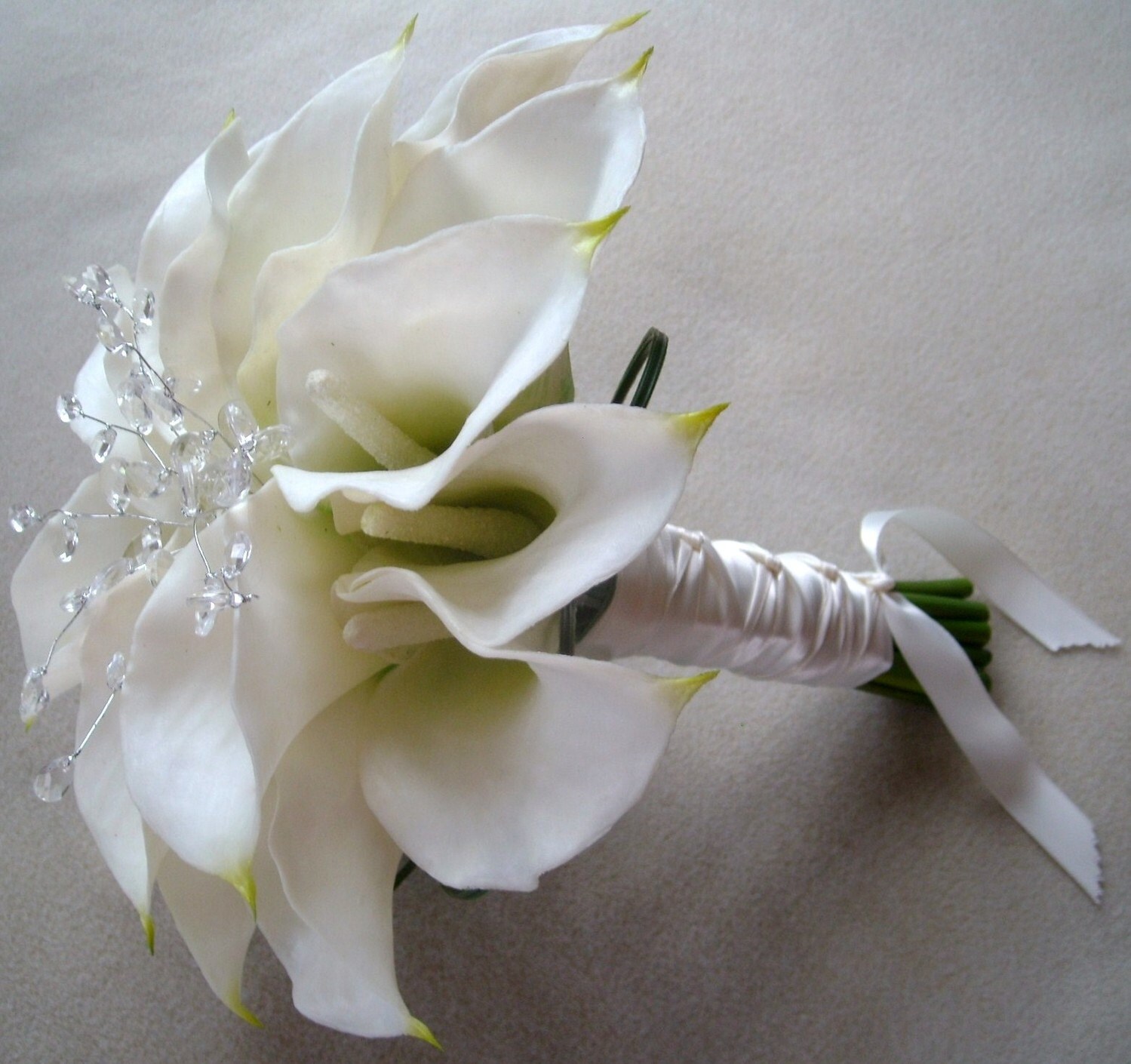 Off-white Calla Lily Real Touch Crystals 2 Pcs Set Silk - Etsy