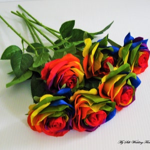 Rainbow Rose Bouquet, 6 Pcs Set Rainbow Roses, Rainbow Rose Stem, Rainbow Rose, Multi Color Roses.