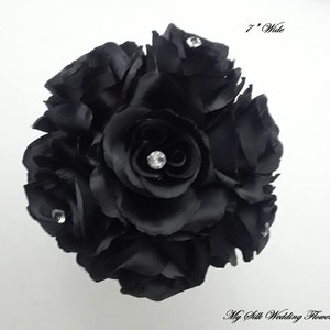Black Wedding Bouquet, Black Rose bouquet, Black Bouquet with Bling, Black Bouquet, Choose you color roses