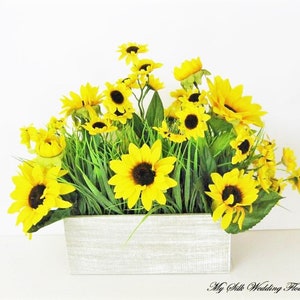 Sunflower centerpiece, sunflower arrangement, farmhouse, silk, home decor, wedding, church, spring, summer