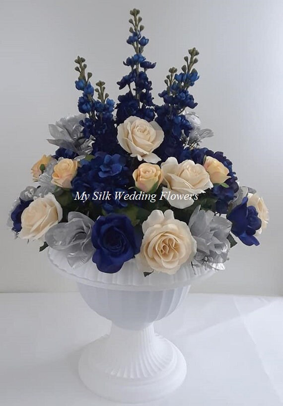Blue silk cheap flower arrangements