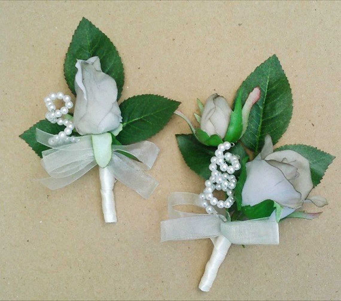 Grey Rosebud Boutonniere Grey Corsage Grey Boutonniere With Etsy