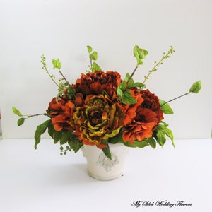 Fall Centerpiece arrangement, Tuscany centerpiece arrangement, Rustic silk flower centerpiece, Hydrangea, Peonies, Antique