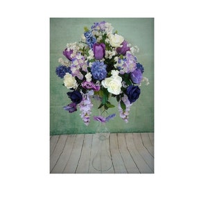 Purple Flower arrangement, Mix Purple Flower Arrangement, Church Arrangement, Hydrangeas, Roses Wedding Arrangement, Trumpet Arrangement.