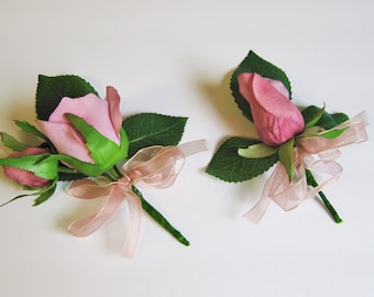 Dusty Pink Rose Boutonniere, Dusty Pink Rose Corsage, Pink Boutonniere,  Gentlemen Bout, Pink Corsage