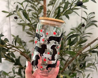 Dachshund Iced Coffee Glass Cup: Wiener Dog Lover Gift