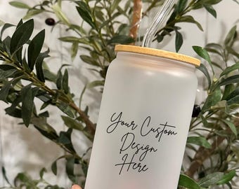 Custom Frosted Glass Tumbler: Personalized Design, 16 oz