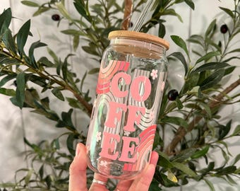 Bicchiere da caffè freddo in vetro, coperchio in bambù e cannuccia, regalo per gli amanti del caffè