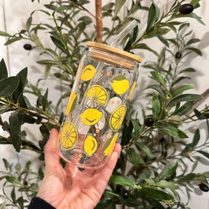 Lemon Glass Tumbler: 16oz UV DTF Iced Coffee Cup