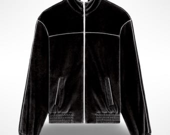 Albanian Eagle White Stitch Velour Jacket | Satin Lined | Hajde