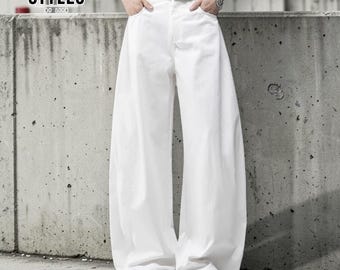 White Wide Leg Jeans | Soft Denim Pants for Streetwear | High Street Style
