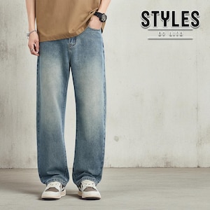 Men&#39;s Loose Straight Leg Jeans | Casual Denim Pants | Retro Washed Wide Leg Jeans | Streetwear Fashion | Gift for Him