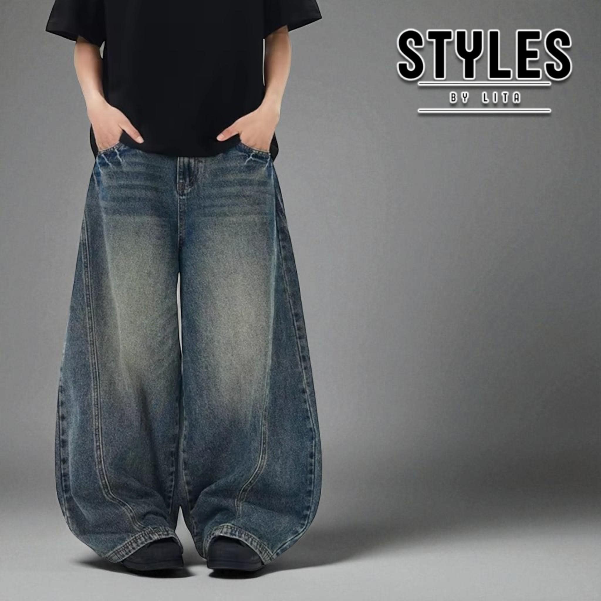 Buckle Jeans Washed Black Flap Rip Jamie Jeans Oversize Jeans